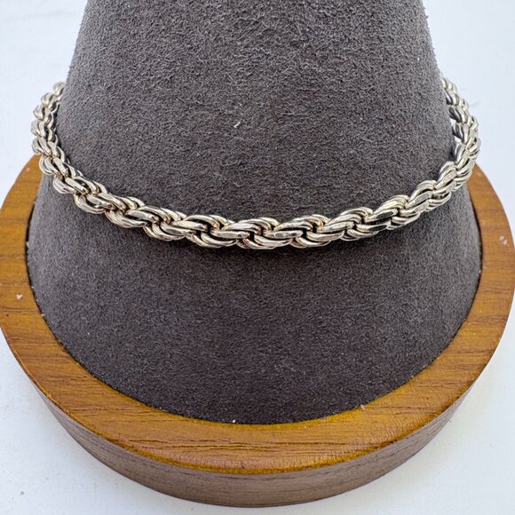 VTG Solid Sterling Silver 925 Rope Chain Bracelet Lobster Clasp 8.25